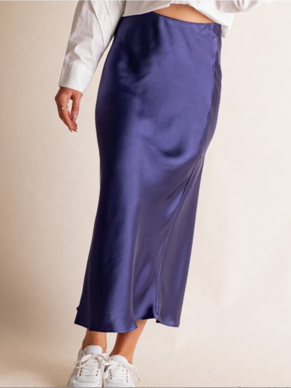 Double Zero Midnight Blue Satin Slip Skirt - Picture 5 of 6